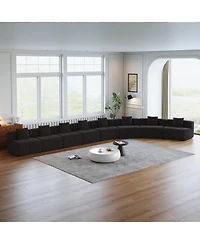 Streamdale Furniture Chenille Curved Sectional Sofa with 8 Pillows, Curved Symmetrical Modular Sofa