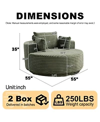 Streamdale Furniture Streamdale 55"L Corduroy Foam Single Swivel Chair, Fluffy Modern Sleeper, 360 Degree Swivel