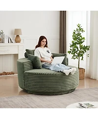 Streamdale Furniture Streamdale 55"L Corduroy Foam Single Swivel Chair, Fluffy Modern Sleeper, 360 Degree Swivel