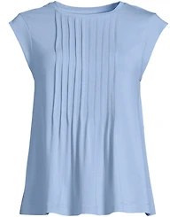 Lands' End Women's Cap Sleeve Lightweight Jersey Pintuck Swing Top
