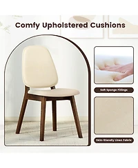 Sugift Mid Century Modern Upholstered Wooden Dining Chairs Set