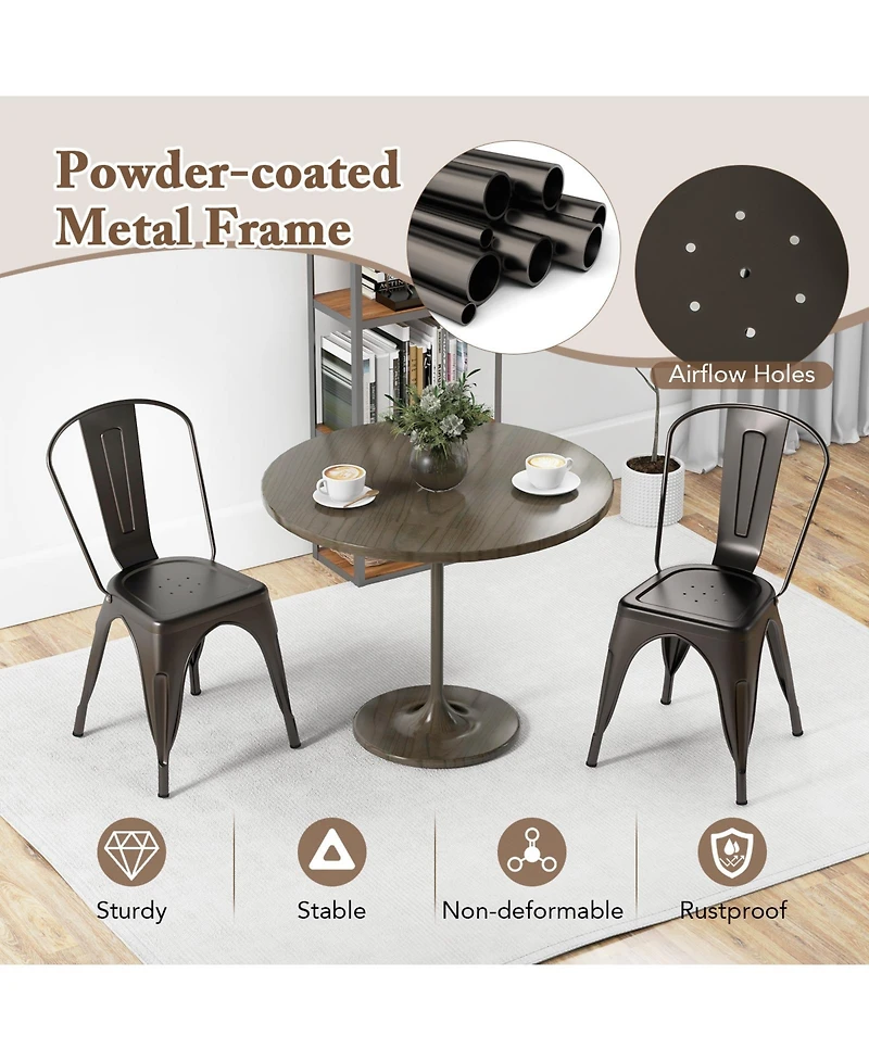 Sugift Metal Dining Chairs Set of Four with Removable Backrest