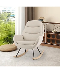 Sugift Upholstered Nursery Rocking Chair with Padded Seat and Back