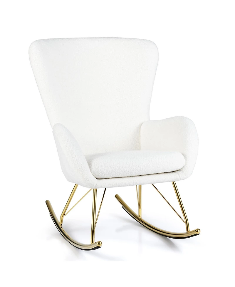 Sugift Nursery Rocking Chair with Curved Backrest and Armrests