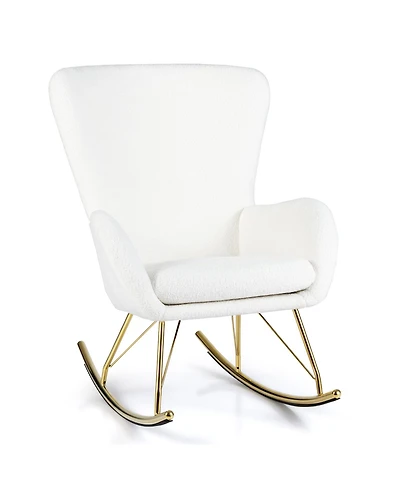 Sugift Nursery Rocking Chair with Curved Backrest and Armrests