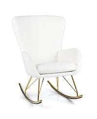 Sugift Nursery Rocking Chair with Curved Backrest and Armrests