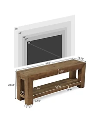 Tribesigns Solid Wood Tv Stand for Tvs up to 75'', 63" TV Console Entertainment Center with Open Storage Shelves