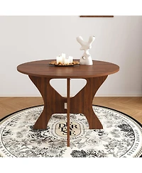 Rainsken Folding Dining Table, Round Mdf Drop Leaf Table for 2–4 People, for Kitchen, Balcony