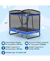 Gymax 6 Ft Kids Trampoline w/Swing and Horizontal Bar Safety Enclosure Net