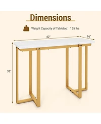 Sugift Modern Entryway Console Table with Marble Top and Metal Frame