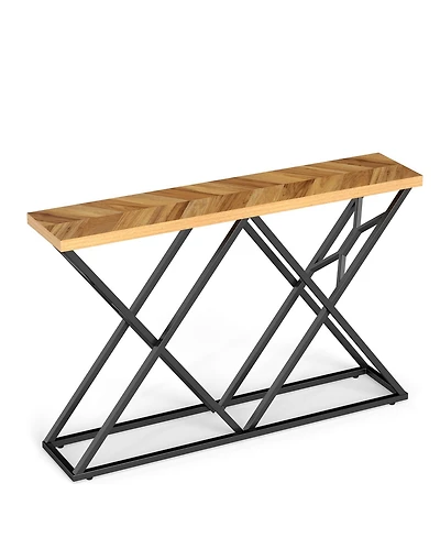 Sugift Console Table with Solid Metal Frame and Storage Shelf
