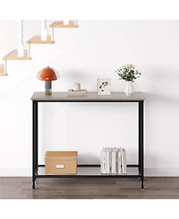 gaomon Industrial Console Table, Behind Couch Table with Glass Shelf, Narrow Metal Frame Hallway Table, Entryway, Living, Bedroom