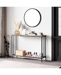gaomon Industrial Console Table, Behind Couch Table with Glass Shelf, Narrow Metal Frame Hallway Table, Entryway, Living, Bedroom