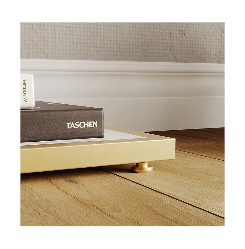 gaomon Entryway Table with Diamond Metal Frame, Marble Console with Open Shelf Storage, Adjustable Feet