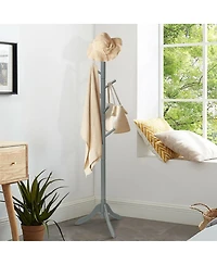 Sugift Adjustable Wooden Tree Coat Rack with Eight Hanging Hooks