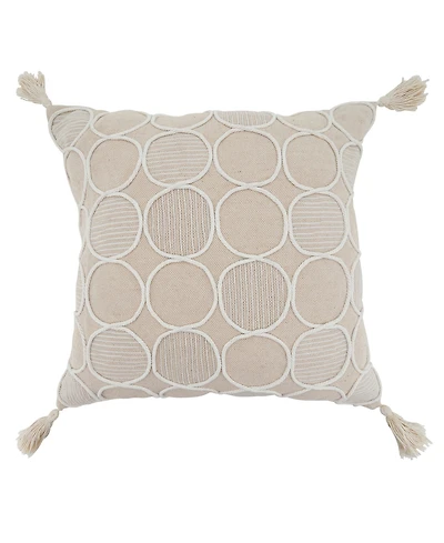 Saro Lifestyle Circle Stitch Decorative Pillow, 18" x 18"