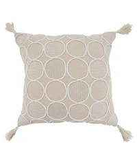 Saro Lifestyle Circle Stitch Decorative Pillow, 18" x 18"