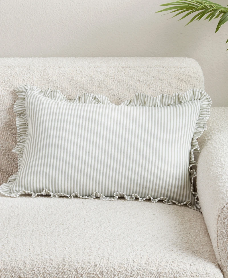 Saro Lifestyle Striped Ruffle Edge Decorative Pillow