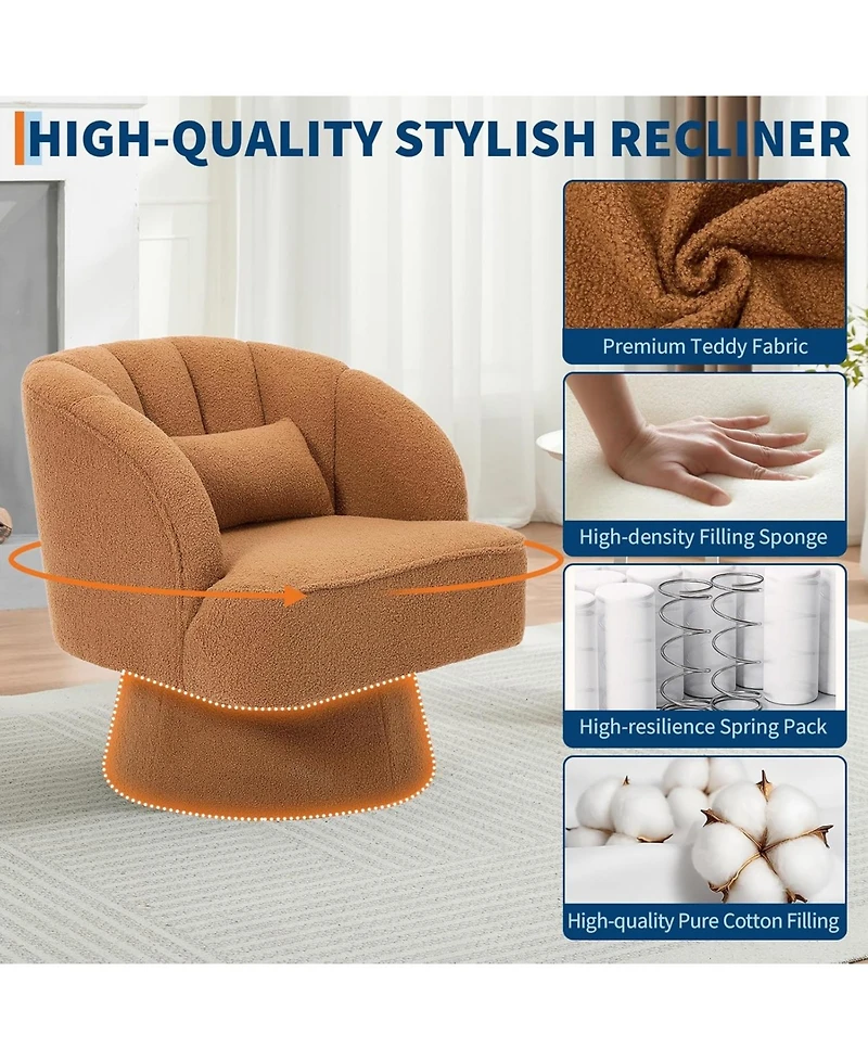 gaomon Teddy Bear Velvet Swivel Upholstered Lounge Chair