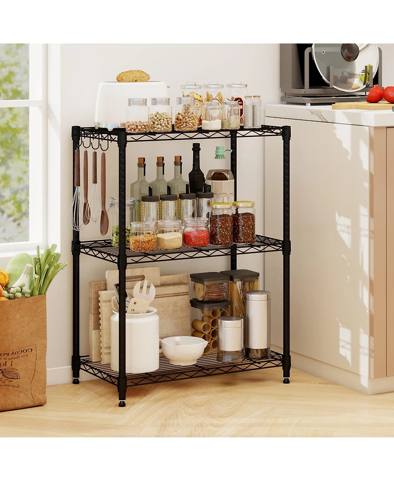 Sugift 3-Tier Metal Storage Shelving Unit with V-Shaped Wire Rack and 450 Lbs Capacity