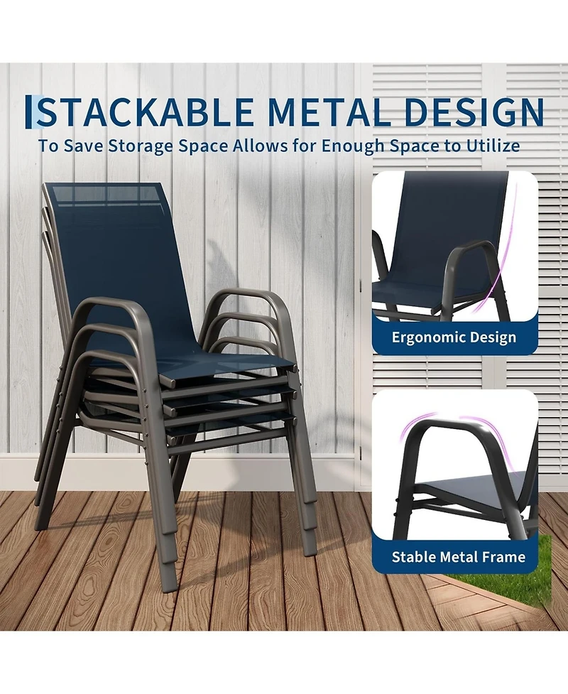 gaomon Patio Chairs Set of 6, Outdoor Stackable Dining Chairs with Textilene Fabric