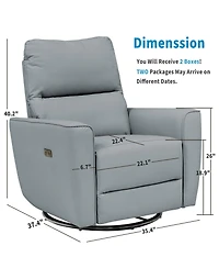 gaomon Power Recliner Swivel Rocking Glider Pu Leather Upholstered Nursery Chair