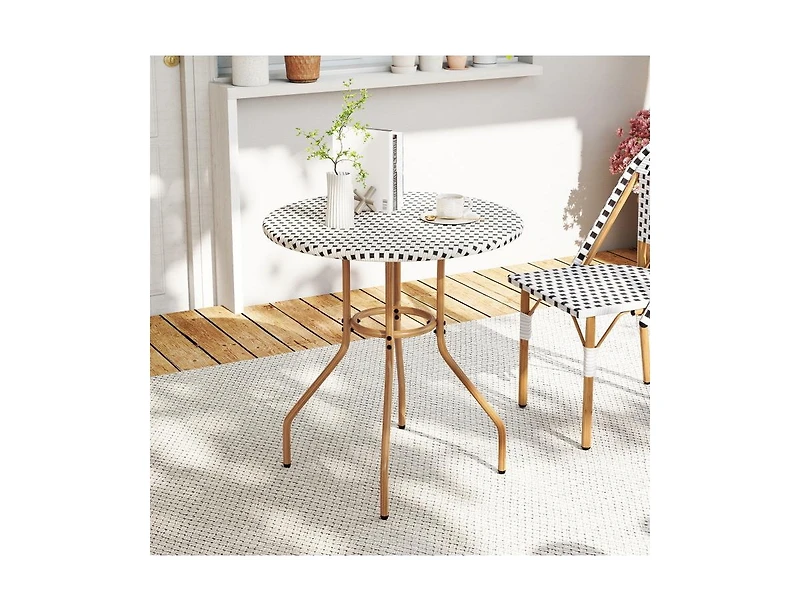 Slickblue 27.5 Inch Outdoor Bistro Table with Metal Frame