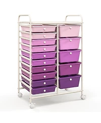 Sugift Fifteen Drawer Utility Rolling Storage Cart for Multi Use