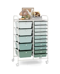 Sugift Fifteen Drawer Utility Rolling Storage Cart for Multi Use