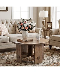 Tribesigns Round Coffee Table with Pedestal, 31.5-Inch Small Circle Center Table