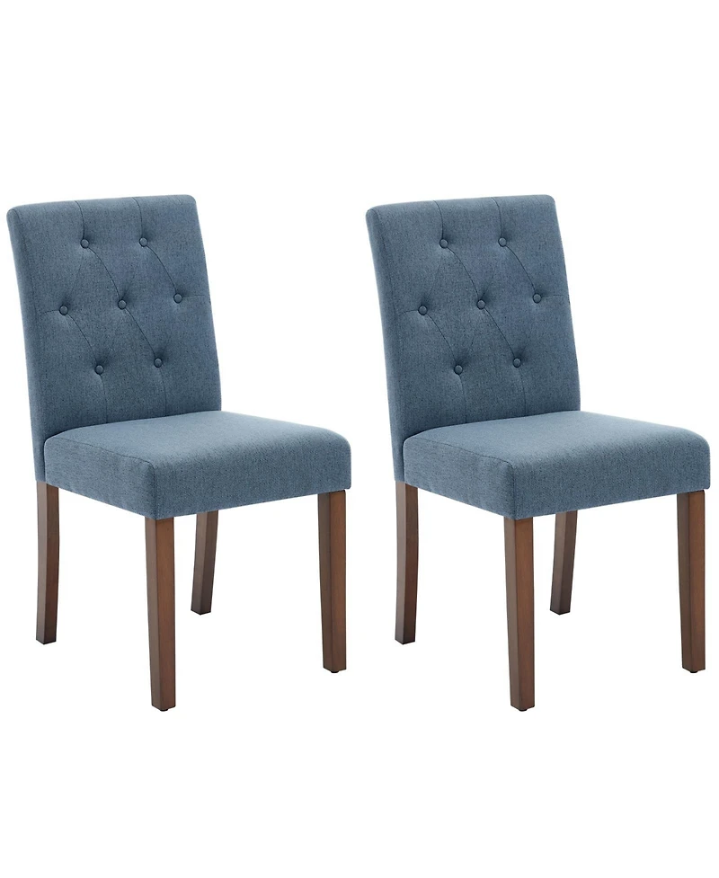 gaomon Set of 2 Modern Fabric Upholstered Dining Chairs with Sturdy Wood Legs and Rubber Frame