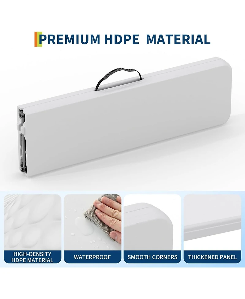 gaomon Set of 2 Portable Folding 6-Foot Outdoor Plastic Benches with Carrying Handles for Camping or Picnic