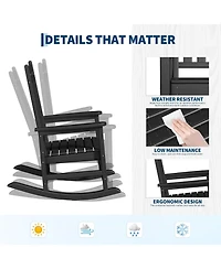 gaomon Rocking Chair Outdoor Set of 2 - Hdpe Poly High Back Porch Rocker Chairs for Adults - All Weather Resistant Furniture