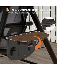 gaomon Adjustable 2-in-1 Outdoor Patio Swing Chair with Canopy, 2-Seat Porch Swing, Cup Holders, Thick Removable Cushions