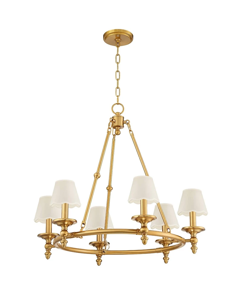 Stiffel Hartley 28"W Antique Gold 6-Light Chandelier with Shade