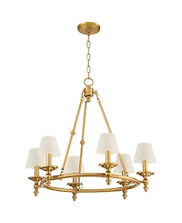 Stiffel Hartley 28"W Antique Gold 6-Light Chandelier with Shade
