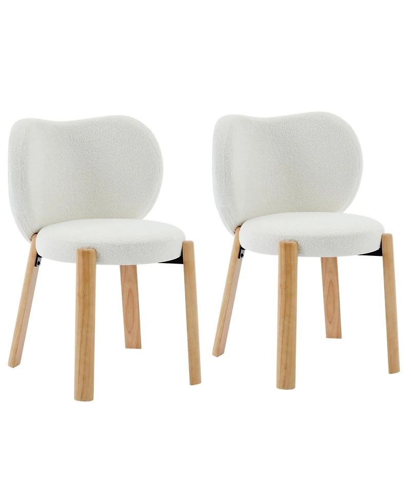 gaomon Set of 2 Heart-Back Teddy Vanity Chairs, Armless Small-Space Seating, 300 lb Capacity, Fits Under 24" Desks