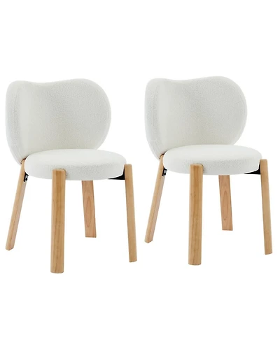 gaomon Set of 2 Heart-Back Teddy Vanity Chairs, Armless Small-Space Seating, 300 lb Capacity, Fits Under 24" Desks