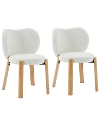 gaomon Set of 2 Heart-Back Teddy Vanity Chairs, Armless Small-Space Seating, 300 lb Capacity, Fits Under 24" Desks