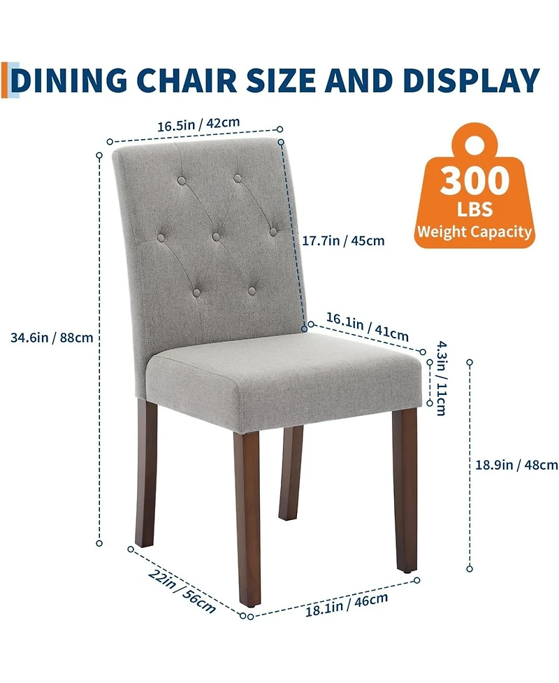 gaomon Set of 2 Tufted Parsons Upholstered Dining Chairs with Wood Legs