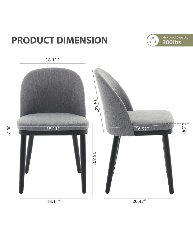 gaomon Modern Fabric Upholstered Wooden Dining Chairs Set with High Back and Deep Seat for Kitchen and Dining Room