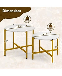 Sugift Round Coffee Table Set of Two with Metal Frame