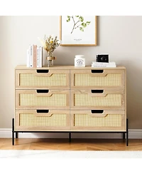 gaomon Dresser for Bedroom Spacious Storage Chest Premium Tall Fabric Dresser Easy Assembly Hallway Oak
