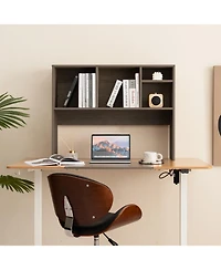 Sugift Computer Desktop Bookcase with 4 Cubbies and Open Back Compartment