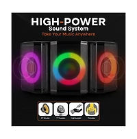 Pyle 8 True Wireless Stereo Speaker System with Led Lights and Tripod Stand (PPHP868STBG)