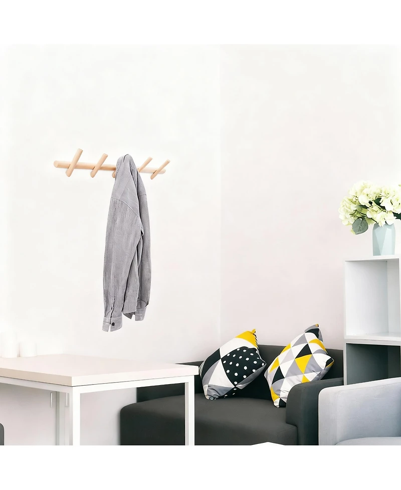 Yigii Beech Wood Wall Hooks for Coats, Hats, Scarves - Durable, Easy Install