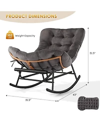 gaomon Papasan Rocking Chair with Removable Polyester Cushion, Extendable Footrest, Rattan Rocker for Living Room and Porch