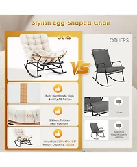 gaomon 2-Pack Papasan Rocking Chair with Footrest, Oversized Rattan Chair with Removable Cushion and Metal Frame, For Patio and Indoor