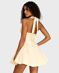 Alex & Sophia Women's Halter Neck Fit Flare Mini Dress