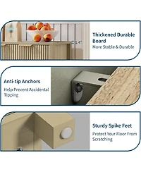 gaomon 55" Sideboard Buffet Cabinet with Storage, Wooden Fluted Storage Adjustable Shelves, Credenza Table Media Co